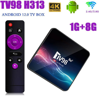 BYCUFF TV98 TV Box | 1G+8G, Dual-Band WiFi, Allwinner H313, 4K, Android 12, UK Plug