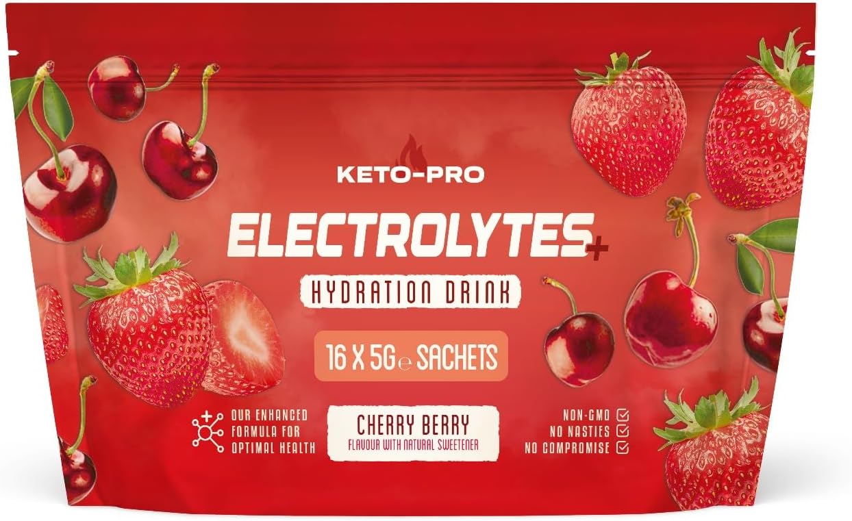 Keto-Pro Keto Electrolytes | 80g Sachets | Cherry Berry | 16 Pack