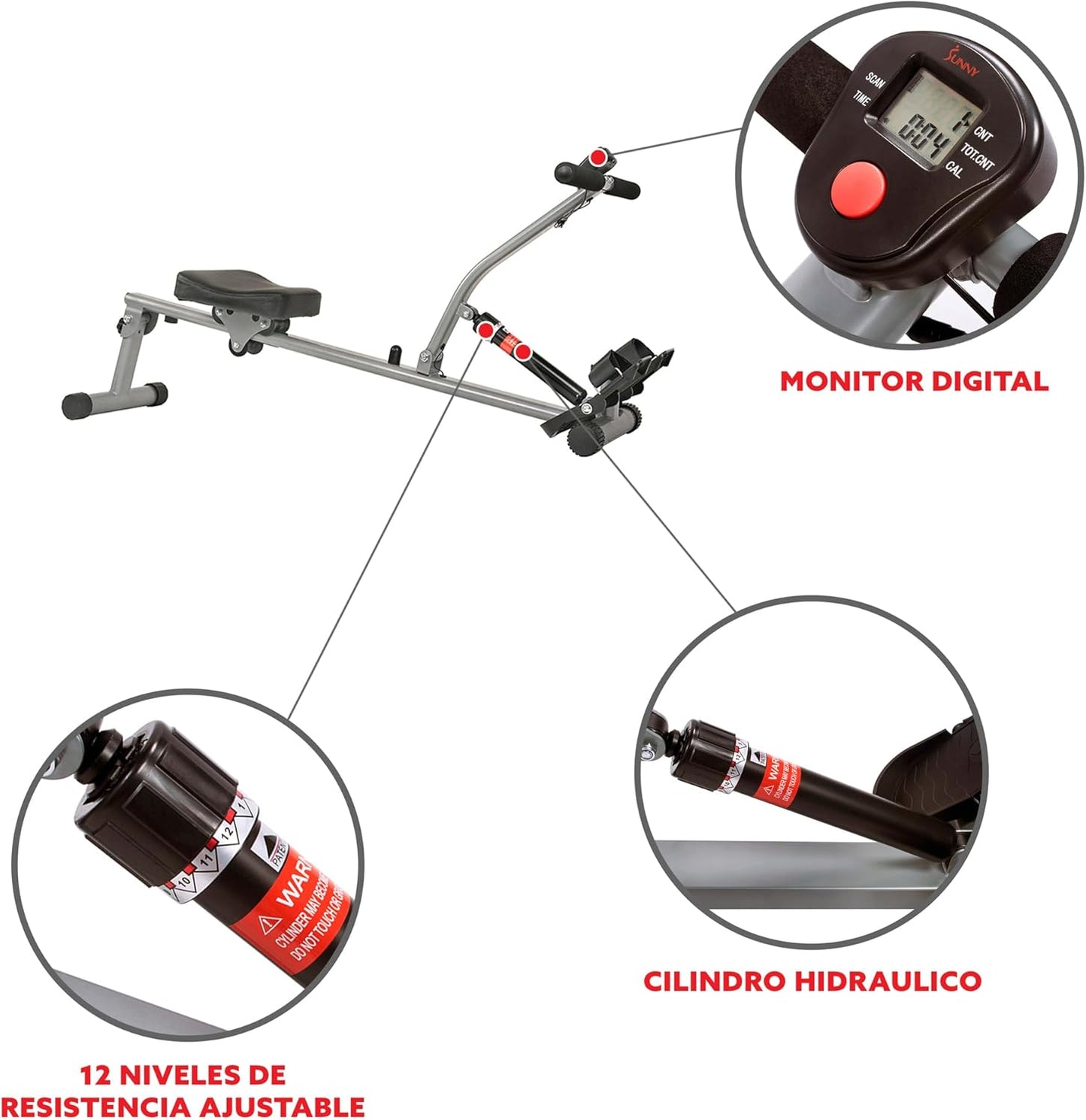 Sunny Rowing Machine | 12 Levels | Digital Monitor | Full Body Workout