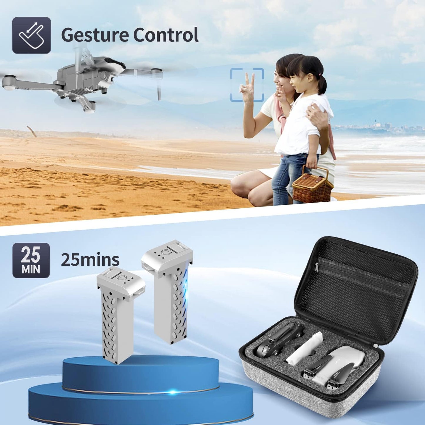 4DRC F3 GPS Drone | 4K Camera, Auto Return, Follow Me, Foldable, 2 Batteries & Case